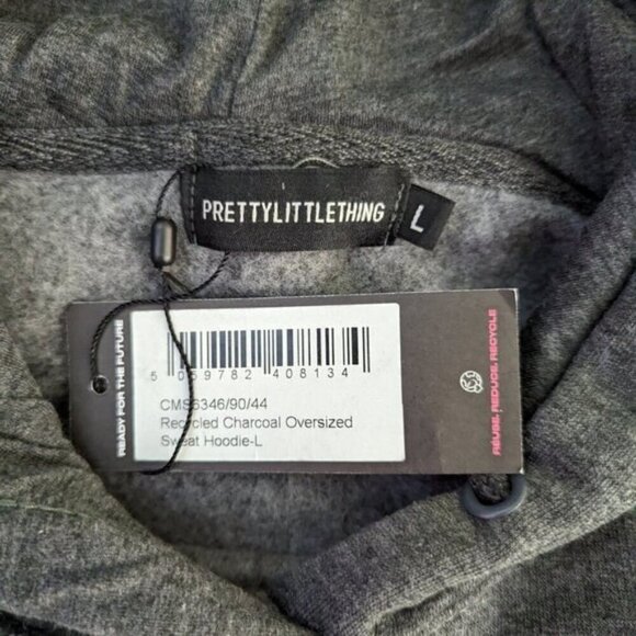 PLT Recycled Charcoal Oversize Sweat Hoodie L NWT Gray Black - Picture 6 of 8